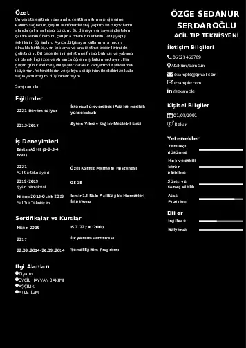 Acil Tıp Teknisyeni CV Örnekleri cv indir